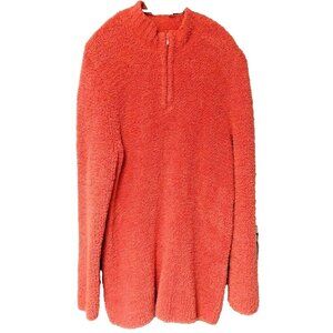 Denim & Co Plush 1/4 Zip Coral Tunic Sweater Women's M Fuzzy Texture QVC Retired